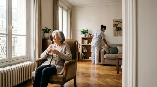 Accompagnement d'une personne âgée à domicile par une aide ménagère professionnelle