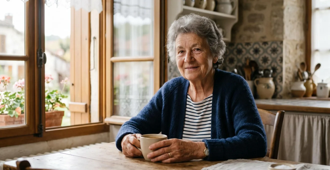 Senior actif planifiant sa journée avec énergie et sérénité dans un environnement français lumineux