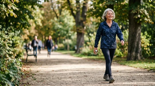 Senior pratiquant une activité physique en extérieur pour maintenir sa mobilité et son autonomie
