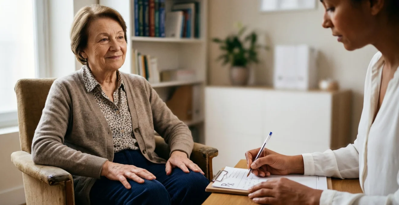 Senior en consultation médicale pour obtenir une prescription de cure thermale