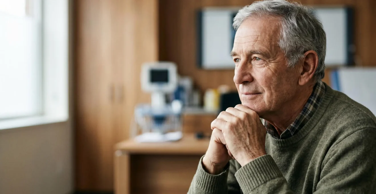 Senior en consultation thérapeutique naturelle pour soulagement des douleurs chroniques